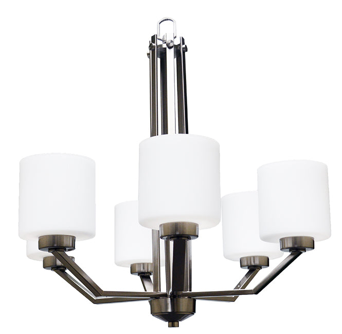 6 light white glass chandelier 