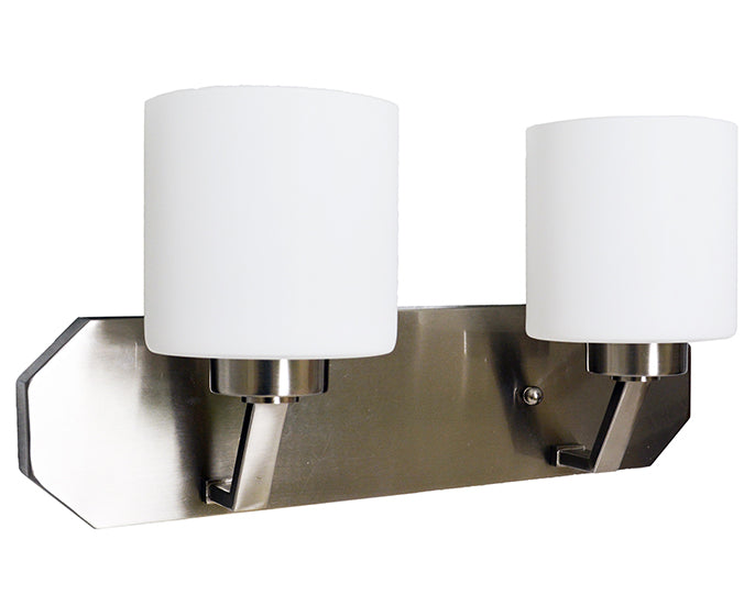 2 light wall sconce brushed nickel white glass